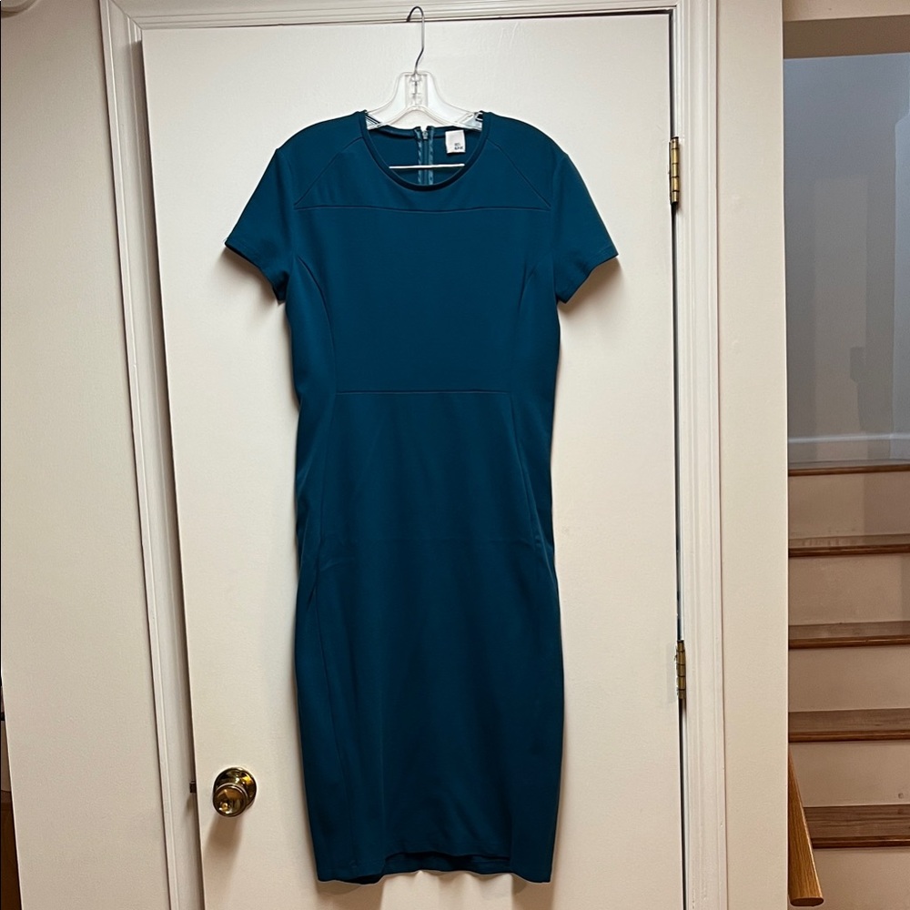 Iris & Ink Chic Teal Short-Sleeve Midi Dress - Size 10 (US)